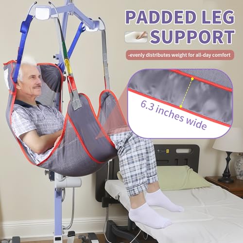 500lbs Mesh Full Body Sling for Lift - Patient Transfer Sling with Wide Pads for Elderly & Disabled,Compatible and Multi-Scene Transfer (Medium) - size: Medium