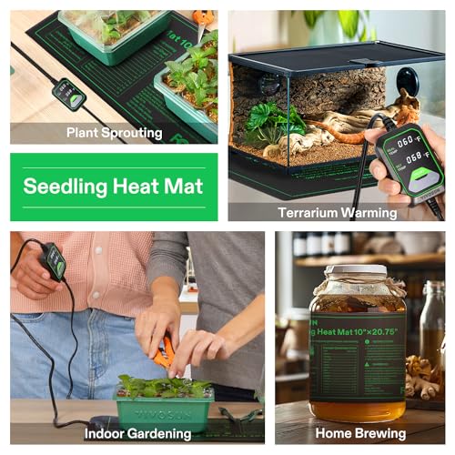 VIVOSUN 10"x20.75" Seedling Heat Mat with Built-in Temperature Controller, UL & MET-Certified Waterproof Plant Heating Pad for Germination, Hydroponics, Brewing, Breeding, and Greenhouses (Pack of 2) - size: 10"x20.75" (Pack of 2)