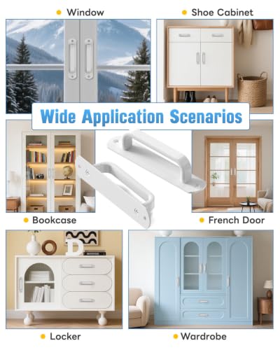5.9 Inch Sliding Barn Door Handle - Aluminum Hardware Cabinet Pull Handles for Drawer, Closet, Shower/Glass/Shed/Kitchen/Garage Gate Doors with Screws (2, White) - color: White