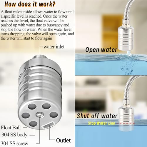 2-Pack Float Valve, 1/2" to 3/4'' 1" 304 Stainless Steel Fully Automatic Water Level Controller Water Float Valve for Water Tank,Pool,Water Tank, Livestock Troughs