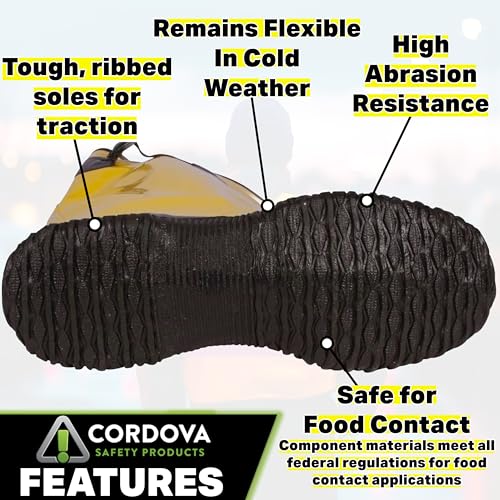 Yellow Slush Boots with Black Ribbed Sole, Cotton Lined, 17-Inch Length, Over-The-Shoe Style - size: 18
