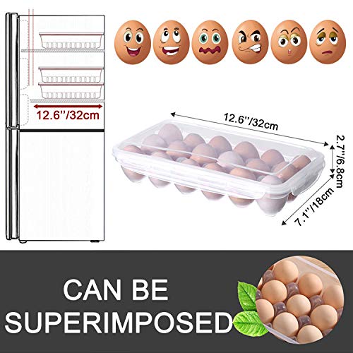 LonlyEagle XBY-US 2 Pack Covered Egg Holders,Egg Holder For Refrigerator,egg Storage Container,Plastic Refrigerator Egg Trays,Deviled Egg Tray Carrier with Lid Fits 18X2 Eggs(36 Eggs) - style: A-18 Egg-2 Pack