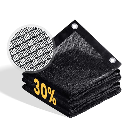 VICLLAX 30% Shade Cloth, 10x14FT Durable Black Mesh Trap with Every 3 FT Grommet, Sun Shade Fabric Netting for for Plants Cover, Greenhouse, Chicken Coop, Barn Kennel, Garden Patio - size: 30%-10 x 14 FT