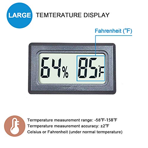 Reptile Thermometer Hygrometer Meter Indoor Temperature Gauge | Fahrenheit ℉ Mini Digital Humidity for Outdoor Office Humidors Jars Incubators Guitar Case