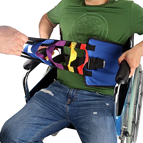 Patient Lift Sling & Gait Belt – Heavy Duty Standing & Transfer Aid | 3-in-1 Design Safe Bed-to-Wheelchair Transfer Stand-Assist Support Heavy-Duty Construction Non-Slip Padded Belt - color: Blue