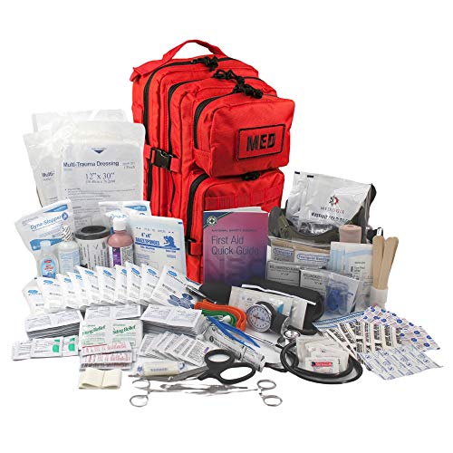 Luminary Tactical Trauma Kit Fully Stocked First Aid Kit Backpack EMS/EMT First Responder Medical Bug Out Bag for Preppers Professionals and Outdoorsman (Red) - color: Red