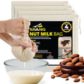 Nut Milk Bag - 4 Bags (12 x 12 Inch) 100% Unbleached Cotton Cheese Cloth Bag for Straining, Premium Nut Milk Bag Reusable, Nut Bag Strainer for Almond, Soy, Oat Milk, Juices, Cheese Making - size: 12x12 / 4 pieces