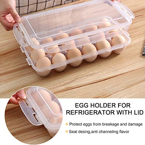 LonlyEagle XBY-US 2 Pack Covered Egg Holders,Egg Holder For Refrigerator,egg Storage Container,Plastic Refrigerator Egg Trays,Deviled Egg Tray Carrier with Lid Fits 18X2 Eggs(36 Eggs) - style: A-18 Egg-2 Pack