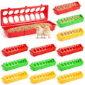 Didaey 12 Pieces Quail Feeders and Waterers Plastic Flip Top Chick Feeder No Waste Trough Dish Dispenser for Baby Chick Bird Pigeon Small Poultry Brooder Ducks, 3 Colors