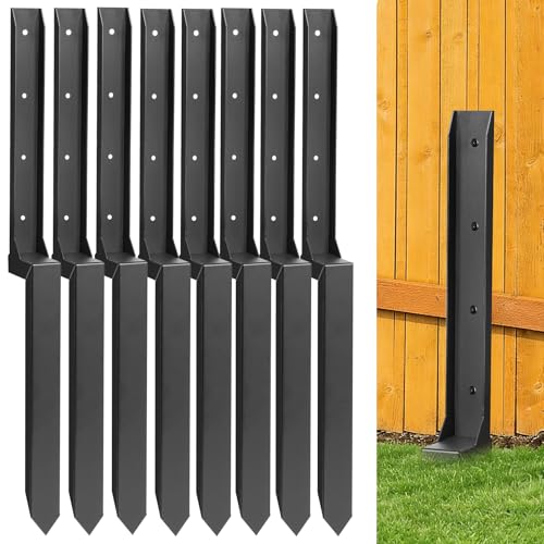 Fence Post Repair Kit, 8 Pack Heavy Duty Fence Post Stabilizer | One-Piece Fence Post Repair Stakes, Fence Support Quick Fix Tilted / Broken Mailbox, Wood Post, Square Post, Billboard Post