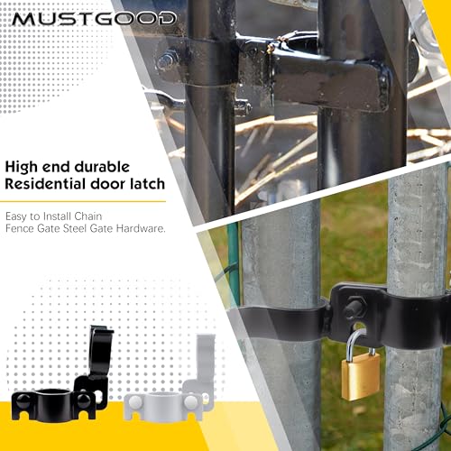 Chain Link Fence Gate Latch, 1-3/8"x1-3/8", with Padlock Hole and Mounting Hardware, (Galvanized) 2 Packs - color: Galvanized
