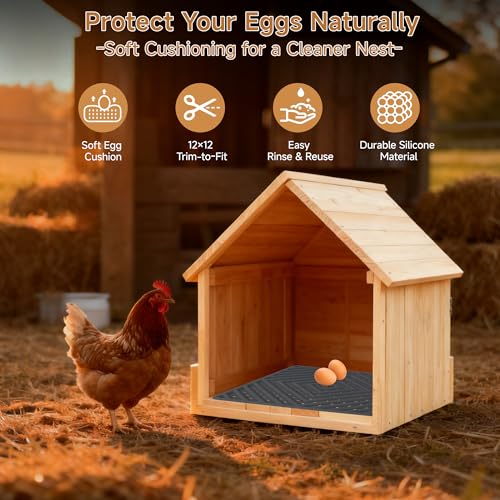 Skimzy Chicken Nesting Pads 4 Pack, Washable Silicone Nest Box Liners, Non Slip Egg Laying Mats, Easy to Clean Coop Pads, Trim to Fit 12x12 Inch for Hens, Ducks & Backyard Chickens
