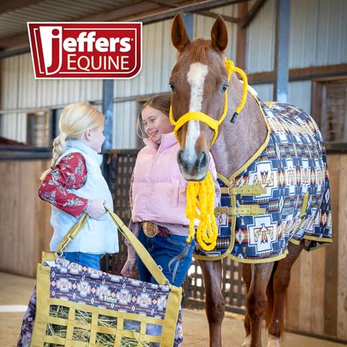 Jeffers Equine Braided Mule Tape Halter with 10' Detachable Lead Rope Set for Horses, 14 to 18 Hands - Stylish Design with Adjustable Poll Strap, Easy to Use Western Tack - Yellow - color: Yellow