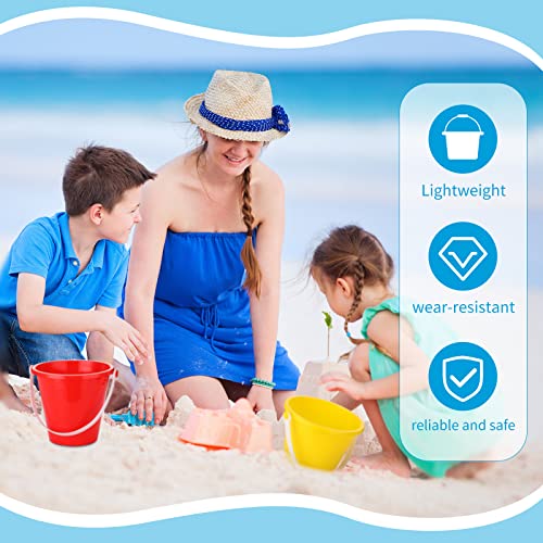 Didaey 24 Pcs 5 Inch Beach Buckets Bulk, Colorful Mini Sand Pails, 4 Colors - color: 4 Colors