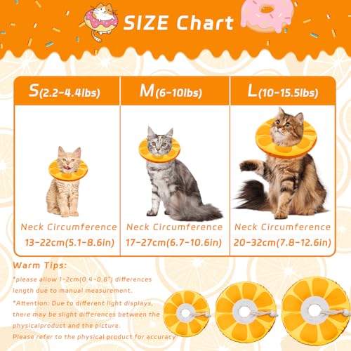 Seyezo Cat Cone Collar Soft, Adjustable Cat Recovery Cone, Orange, Medium | Kitten Cones Stops Licking, Cute Donut E Collar After Surgery, Elizabethan Collar for Kittens, Protective Neck Pillow - color: Orange, size: Medium