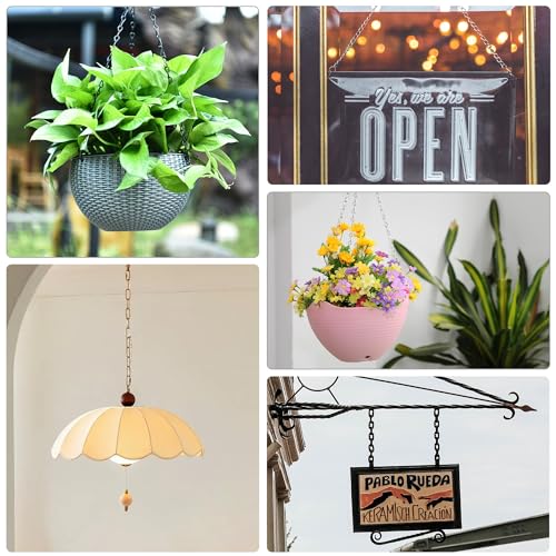 Jack Chain for Hanging, 2mm Thick Steel Chain,130ft | Small Chain Utility Chain for Home Outdoor Camping, Heavy Duty Chain for Hanging Baskets, Plants,Includes Gloves. - size: 130 Ft