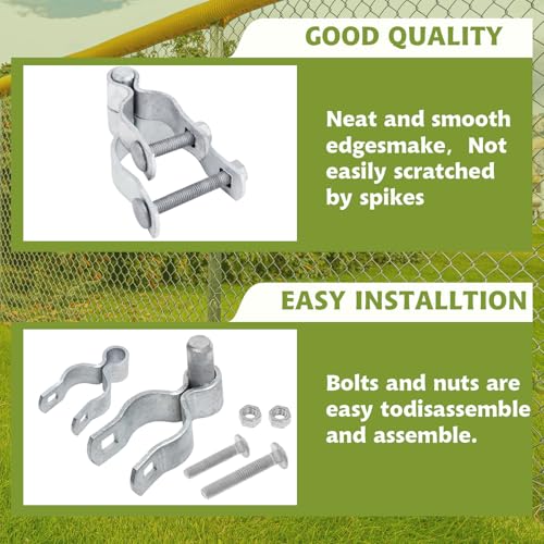 2 Pack 1-3/8" x 2-3/8" Chain Link Fence Gate Hinge Kit,Galvanized Steel Chain Link Fence Pipe gate Hinge with 2 PCS Female Hinges and 2 PCS Male Post Hinges, Bolts & Nuts Included - size: 2-3/8" x 1-3/8"(2 Pack)