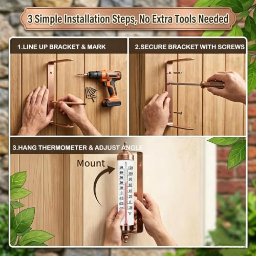 Outdoor Thermometer Waterproof, 10-Inch Decorative Outdoor Thermometer
