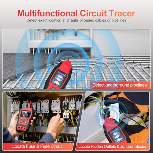 Underground Wire Locator - Upgraded Cable Locator with Digital Multimeter | Rechargeable NF-8301 Wire Tracer Breaker Finder for Dog Fence Irrigation Fuses, up to 9.84ft Depth, Sensitivity Adjustable