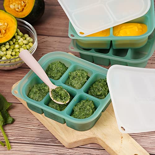 haakaa Silicone Baby Food Tray - Breastmilk Homemade Baby Food Mold - Baby Fresh Food Freezer Tray - Ice Cube Tray - - 4m+ Baby Toddler Kid - Pea Green - color: Pea Green, size: Medium
