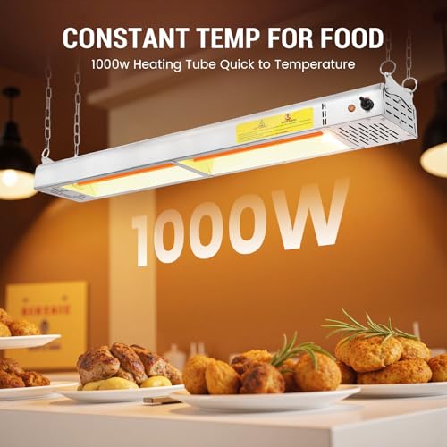 36-Inch Food Heat Lamp, 1000W Commercial Heat Lamp for Food, 115V | Keep Food Warm, Stainless Steel Heating Lamp, Hanging or Stand, Food Warmers for Parties Buffet, Restaurant, Kitchen, Silver - size: 36 Inch