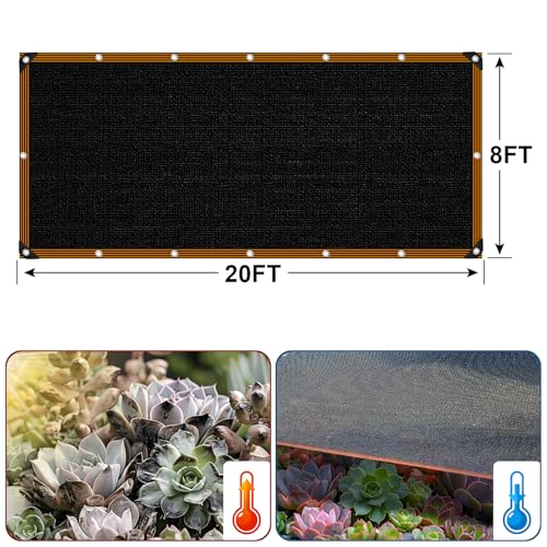 Shade Cloth - for Garden 90% Plant Shades Mesh Tarp with Grommets Outdoor Sun Shades Netting for Chicken Coop Greenhouse Vegetables Pergola Patio Cover - size: 8×20FT
