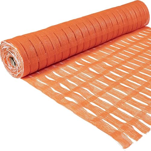 5 x 100 FT Orange Safety Fence, Plastic Construction Fence | Plastic Mesh Roll for Snow Fence, Driveway Marking, Hazard Areas, Work Zones & Property Boundary