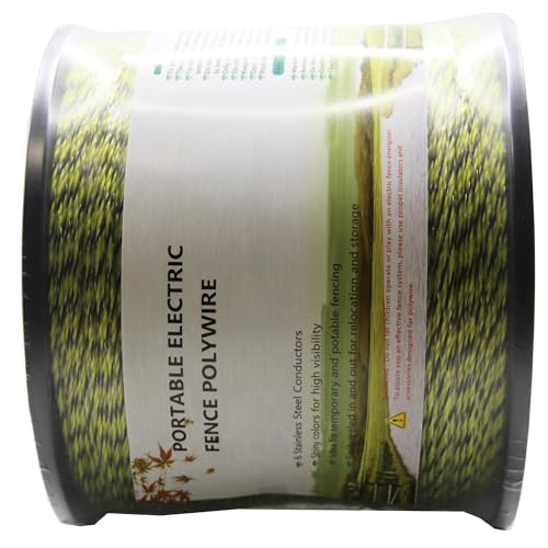 Electric Fence Polywire 3444 Feet, 1050 Meters 6 Conductors Portable Electric-Fence Rope for Reliable Conductivity and Rust Resistance - size: 3444 Feet