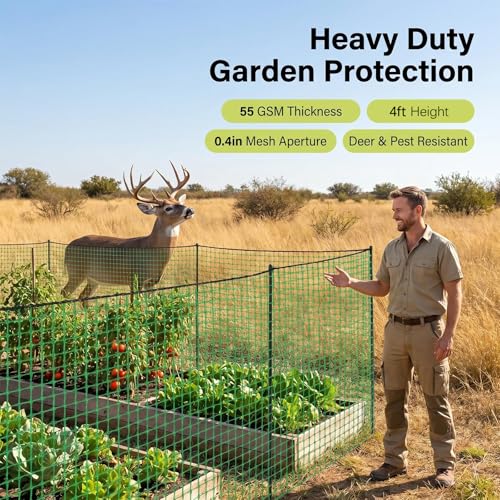 Garden Fencing 4 x 100FT,0.4" Mesh Plastic Fencing,50PCS Zip Ties | Deer Fence Temporary Fencing Snow Fence Safety Fence,Construction Fencing for Yard,Rabbits,Chicken,Dogs,Animal Barrier,Green - size: 4ft x 100 ft