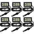 Weewooday 6 Pcs Digital Humidity Meter with Probe LCD Thermometer,Black | Fahrenheit Display for Incubator Reptile Brooder Greenhouse, Remote Sensor Probe, Accurate Monitor for Chicken Coop Plant - size: Black