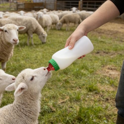 Lamb&Goat Feeding Bottle 2Pcs 500ml Lamb Nipple and Bottle Reusable Small Animal Care Milk Bottle for Farm Supplies