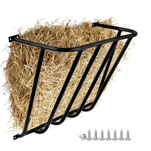 Hay Feeder Goat, 32.68 x 21.26 x 12.2 Multiple Sided Goat Hay Rack Suitable for Farms, Stables, Heavy Duty Galvanized Metal Wall Hay Rack for Sheep Horses, etc - size: 32.68 INCH