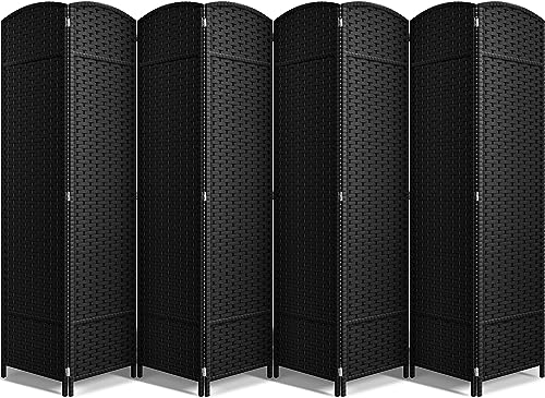 Sorbus 8-Panel Black Room Divider with Double Hinged Panels, 6 ft Tall Folding Privacy Screen - color: Black, size: 8 Panel