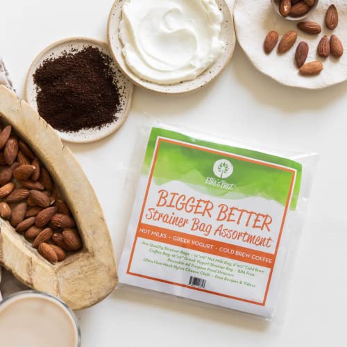 Pro Quality Nut Milk Bags, Greek Yogurt Strainer Bag & Cold Brew Coffee Bag - Commercial Grade Reusable All Purpose Almond Milk etc - Fine Mesh Food Grade BPA Free Nylon