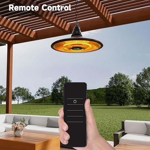 Ceiling Electric Outdoor Heater Wall-Mounted Hanging Patio 1500W Infrared Carbon Fiber Tube Heating Wall Heater for Gazebo, Balcony, Brown