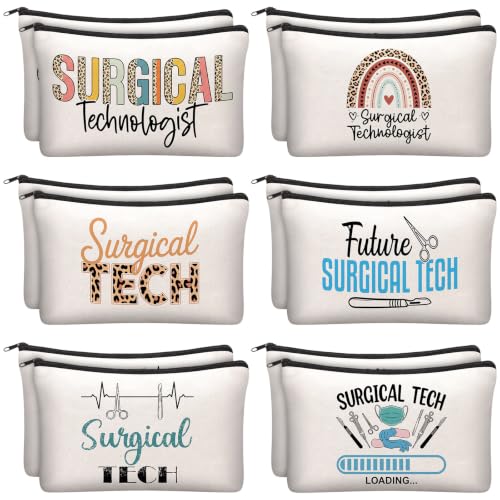 Kacctyen 12 Pcs Surgical Tech Week Gift Bulk Makeup Bags for Women | Surgical Tech Appreciation Cosmetic Bag, Surgical Technologist Thank You Gift for Nurse Doctor Present Travel Pouch - style: Surgical Technologists