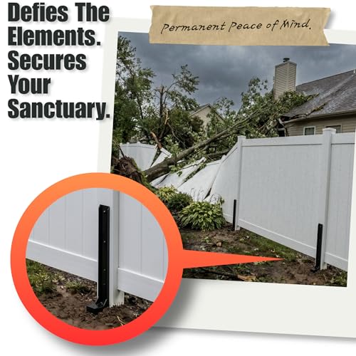Fence Post Repair Kit - Heavy Duty Post Anchor Stakes for 4x4 Wood Posts, Reinforce Leaning or Rotted Fence Posts, No Digging Required, Black Powder Coated Steel (One-Piece)