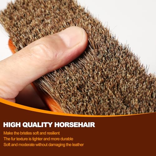 4 Pcs Shoe Brush, Boot Brush, Horse Hair Brush for Leather, Shoe Polish Brush, Professional Leather Shoe Care Brushes, Horsehair Shoe Shine Brush Cleaning Brush Care Clean Dauber Applicators