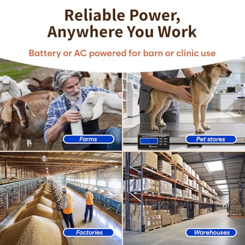 Adamson Livestock Scale 1100 lb / 500 kg – Heavy Duty Digital Dog Scales for Large Breed, for Sheep, Pigs, Goats – Tare, Hold & PCS – Battery or AC Powered (Batteries & Power Adapter Included)