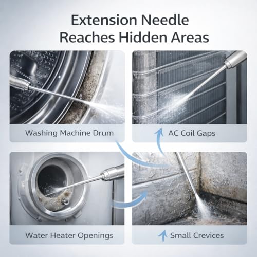 High Pressure Washer Nozzle Kit For Washing,Stainless Steel Flush Wand Extension Spray Tips With Quick Connect For Washing Machine, Ac Coil, Water Heater And Appliance Cleaning