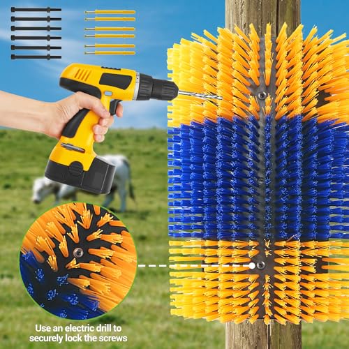 2PCS Livestock Scratching Brush,Extra Large Size Livestock Scratching Brush, Massage Grooming Kit for Cattle, Sheep, Pig, Animal Back Scratching & Itch Relief, Blue-Yellow - color: Blue-Yellow
