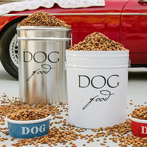 Harry Barker Classic Silver Dog Food Storage Canister – Large, Airtight Stainless Steel Pet Food Container, Holds Up to 40 lbs Dry Dog Food, Kitchen Counter & Pantry Storage - Silver - color: Silver & Black