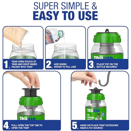Fly Traps Outdoor- Reusable Hanging Fly Trap- (3-Pack) Add Water to Catch House & Horse Flies in Garden, Backyard & Barn, Natural and Non-Toxic