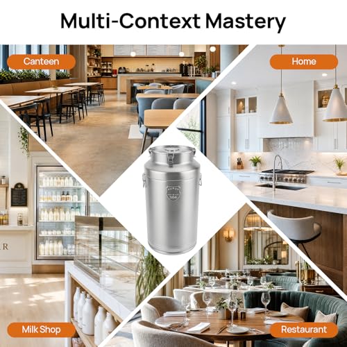 Stainless Steel Milk Barrel, 23 Gallon Milk Can Bucket | Airtight Food Storage Container Metal Water Beverage Drink Dispenser for Milk Oil Wine Soup - size: 23.3Gal