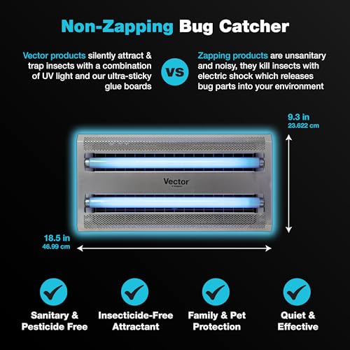 Catchmaster Vector 30 Silver Wall-Mounted UV Fly Light Trap - 1,500 sq. ft. Catch Zone, Fly Trap for Food Prep & Dining Areas, Deli, Meat & Bakery, Clean Medical Spaces, UV Lamp Flying Insect Killer - style: 30W Silver
