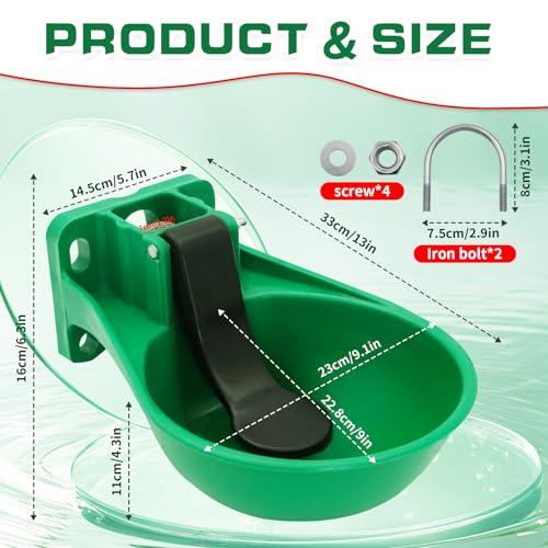 Automatic Livestock Waterer Bowl Plastic Cow Water Troughs ﻿ | Easy Install Wall Mount Cattle Drinking Bowl for Cow Cattle Horse Sheep Goat Pig Calf Outdoor Farm Water Trough