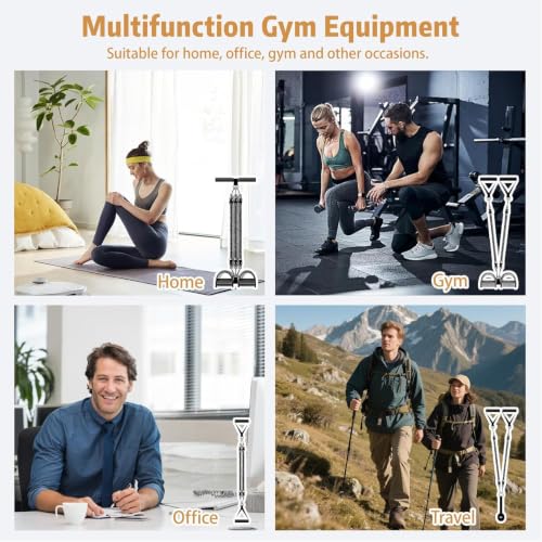 Pedal Resistance Band with Handle, Aturien Adjustable Powerful 4-Tube Elastic Bands for Exercise, Multifunctional Foot Pedal Puller, Home Workout Equipment for Legs Arms Abs - color: BLack