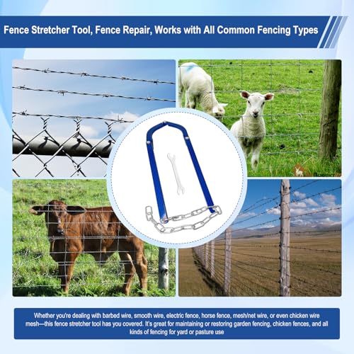 Updated Heavy Duty Fence Repair Tool, Fence Stretcher Tool for Tightening and Restoring Barbed Wire, Electric Fence, Horse Fence, Mesh Fencing, Fence Stretcher-Fence Repair for Ranch,Farm, Garden Use.