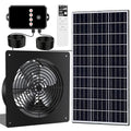 10-Inch 15W Solar Fan with Timer & Remote, Reversible Intake Exhaust Vent System for Chicken Coop, Greenhouse & Shed, Aluminum 6-Speed Airflow with 17ft Cable