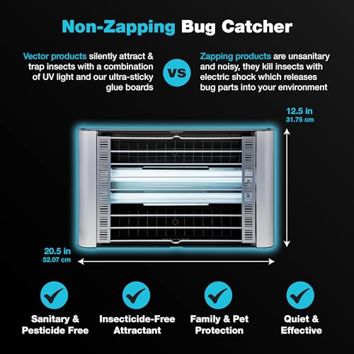 Catchmaster Vector Plasma Grilled Wall-Mounted UV Fly Light Trap - 3,100 sq. ft. Catch Zone, Fly Trap for Dining Rooms & Commercial Kitchens and Fresh & Dry Food Storage, UV Lamp Flying Insect Killer - style: Plasma Grilled - 2,900 sq ft